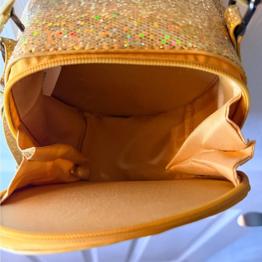 Queen Gold and Black Glitter Clock Chain  Shoulder Evening Handbag - Picture 3 of 5